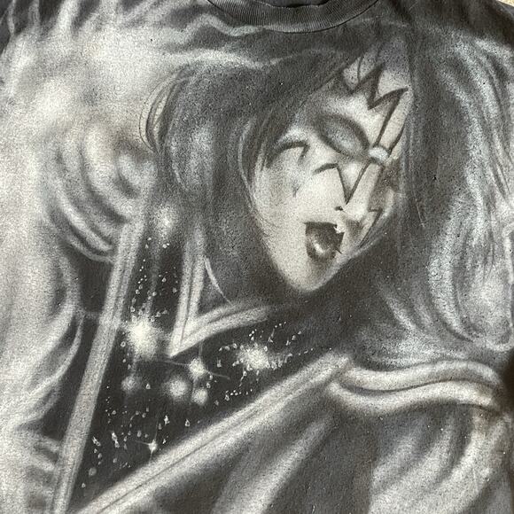 Ace Frehley Kiss Vintage Airbrush T-shirt XL Black White Hanes XL Both Sides SS - Picture 3 of 14
